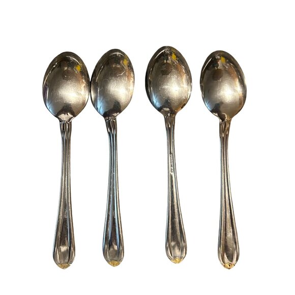 Gorham Silver Golden Melon Bud Tablespoons Stainless With Gold Accents Set Of 4 - Picture 4 of 4